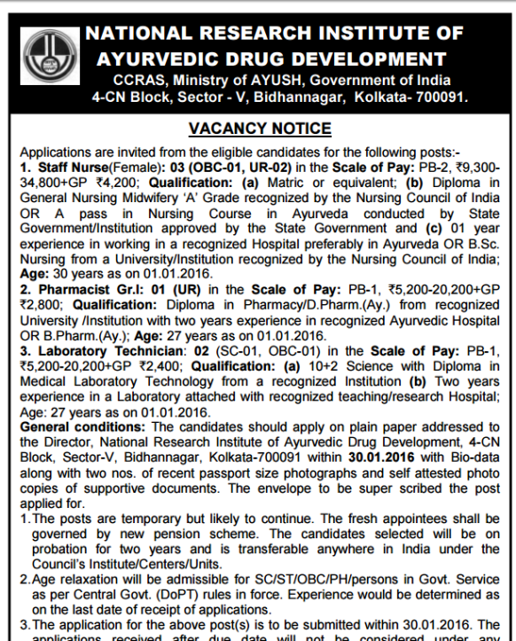 Pharmacist jobs in indian government