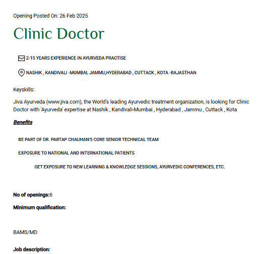 Ayurveda Jobs