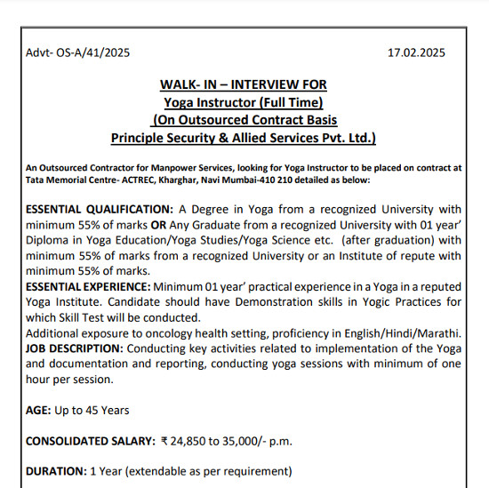 Yoga and Naturopathy Jobs