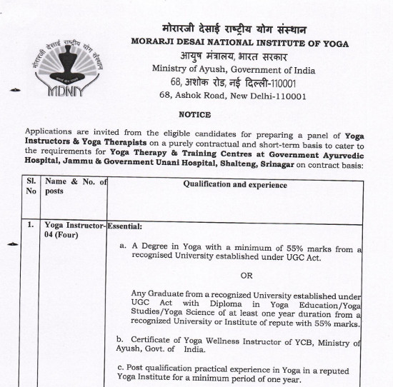 Yoga and Naturopathy Jobs