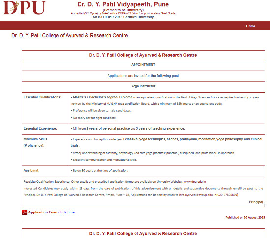 Yoga and Naturopathy Jobs