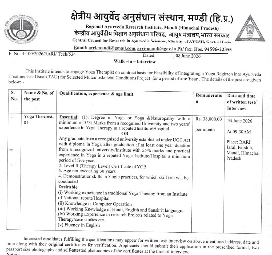 Yoga and Naturopathy Jobs