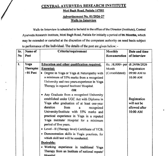 Yoga and Naturopathy Jobs