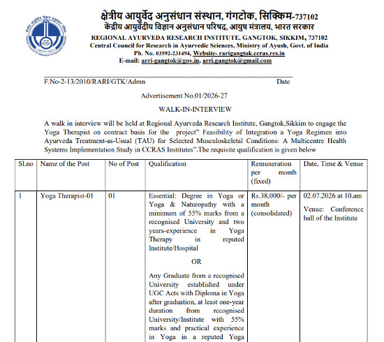 Yoga and Naturopathy Jobs