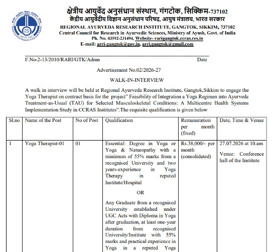 Yoga and Naturopathy Jobs
