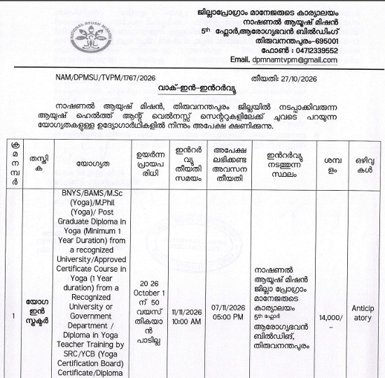 Yoga and Naturopathy Jobs